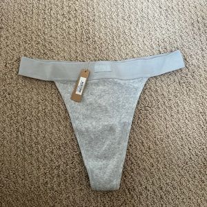 Skims Grey Cotton Rib Thong